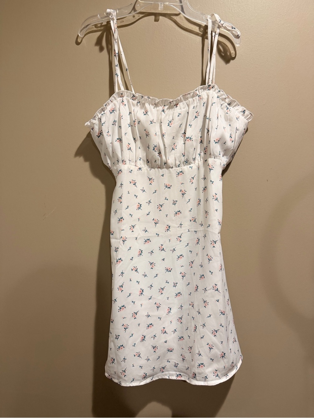 Lulu's White Mini Dress with Blue & Pink Floral Print